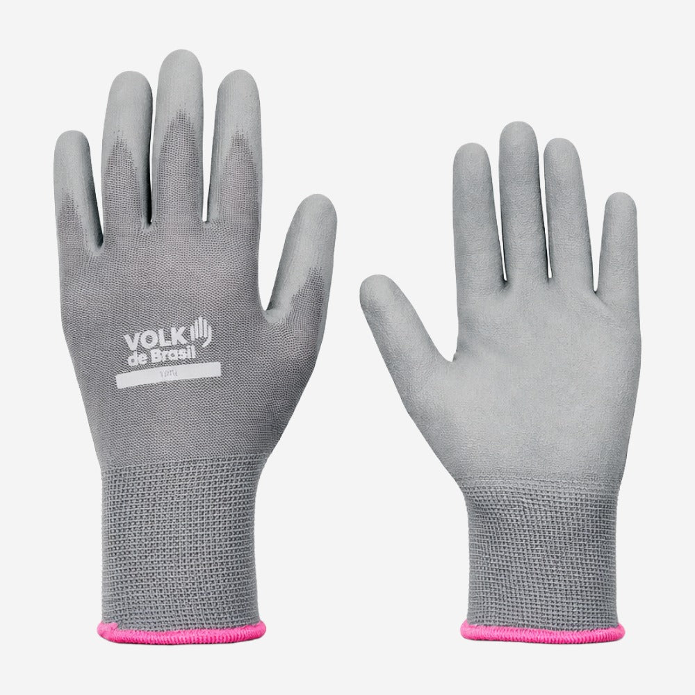 Luva de Proteção Multitato Tricotada em Poliamida Cinza Com Banho de PU na Palma e Dedos Volk Tátl 10.31.180.09 C.A 30511