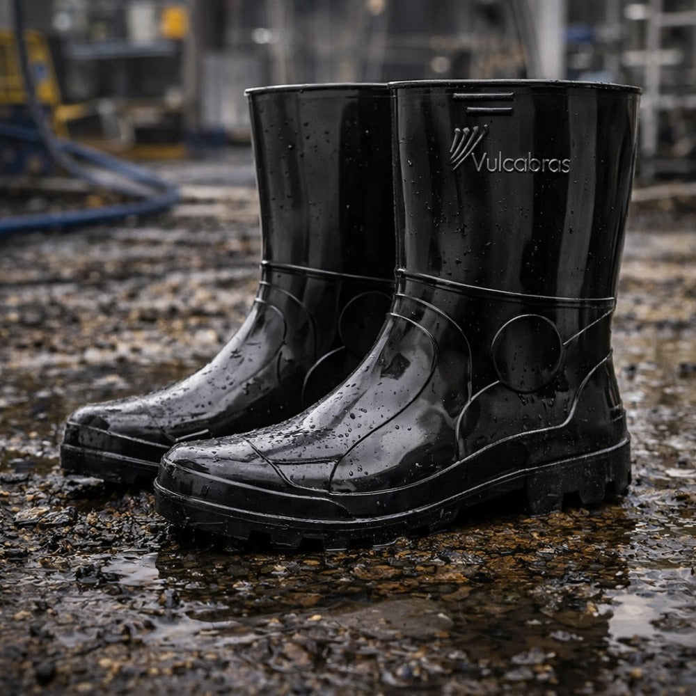 Bota de PVC Cano Curto 24,8cm Preta Com Forro Solado Antiderrapante Vulcabras BPCC22 C.A 36939
