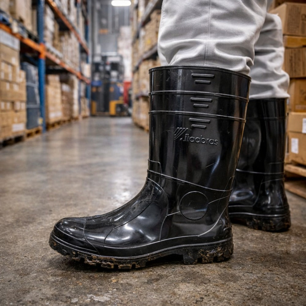 Bota de PVC Cano Longo 34,6cm Preta Com Forro Solado Antiderrapante Vulcabras BPCL21 C.A 36942