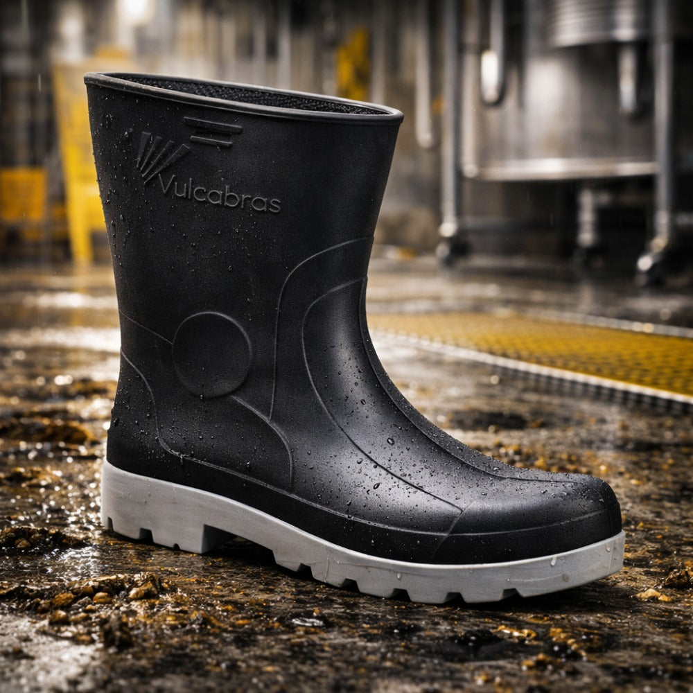 Bota de PVC Overtech Cano Curto 23cm Preta Solado PU Antiderrapante Vulcabras BEPCC22 C.A 16065