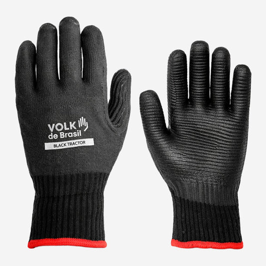 Luva de Proteção Abrasão Altas Temperaturas Até 250º C Tricotada em Algodão e Poliéster Preto Vulcanizada Volk Black Tractor 10.10.957.07 C.A 37981