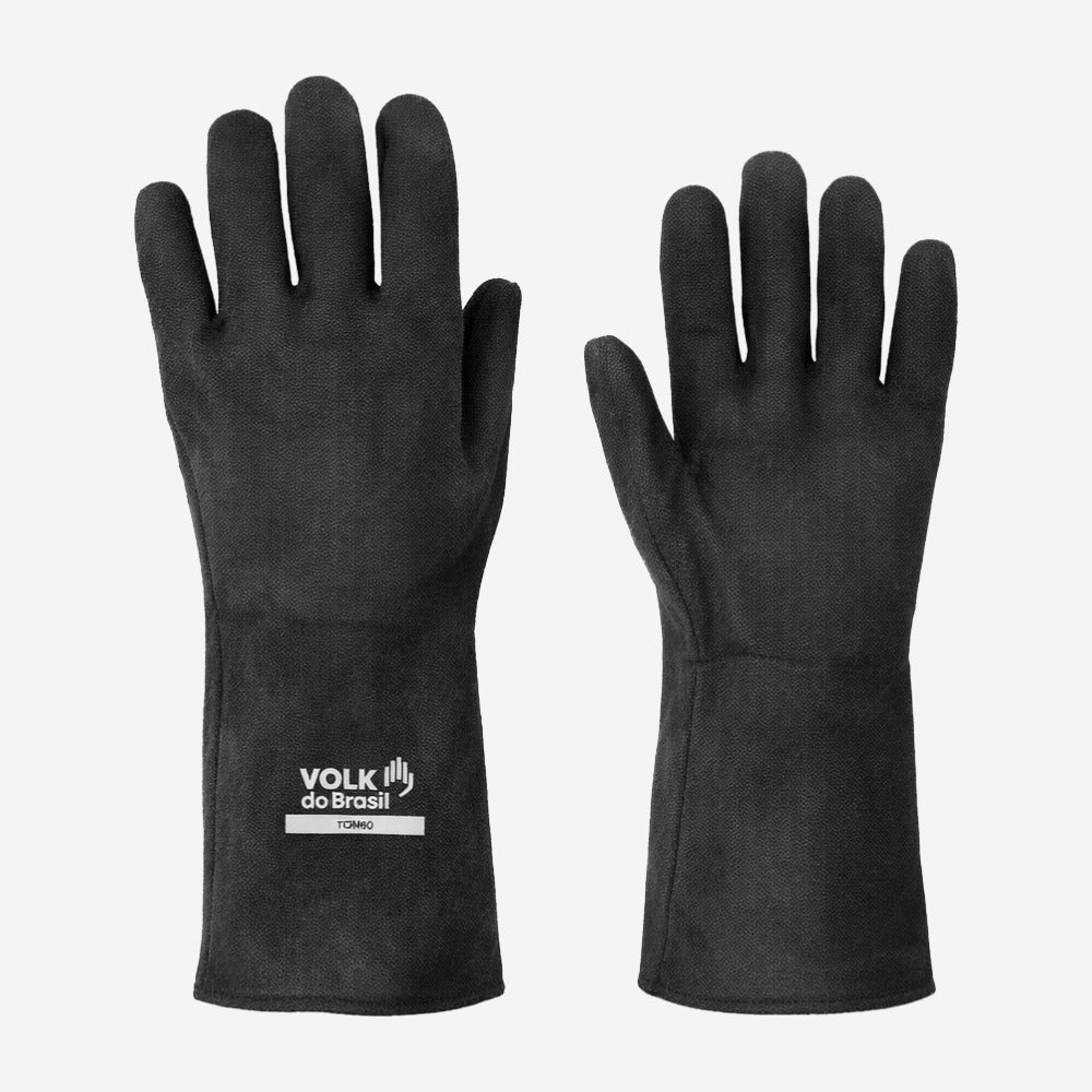Luva de Proteção Altas Temperaturas Até 250° C Poliéster e Algodão com TNT Preto Punho de Saque Rápido Volk Forno 10.35.814.07 C.A 38123