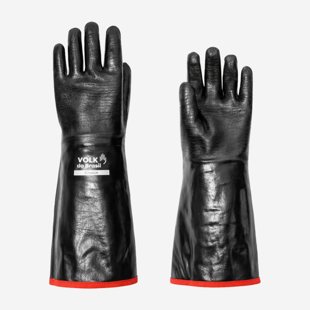 Luva de Proteção Altas Temperaturas Até 500º C Algodão Preto Com Banho Total em Neoprene Volk Forno Oil 10.40.550.07 C.A 38453