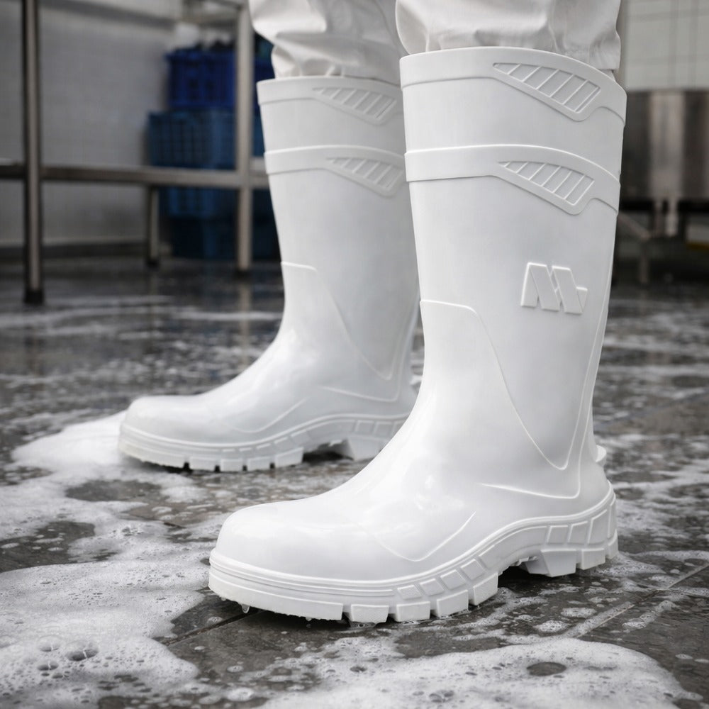 Bota de PVC Cano Longo 32cm Branca Com Forro Solado Antiderrapante Marluvas 100AWORKF CA BR C.A 40754