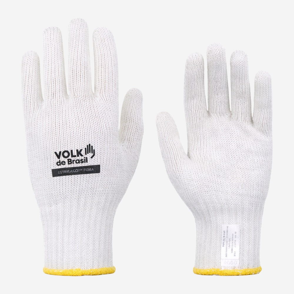 Luva de Proteção Serviços Gerais Tricotada em Algodão Branco Volk Cotton 10.10.200.04 C.A 30520