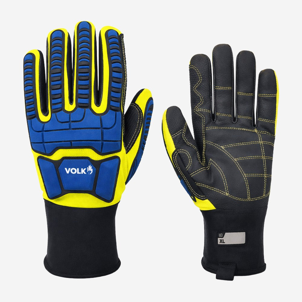 Luva de Proteção Anti-impacto Anticorte Altas Temperaturas Até 250º C Tricotada em Fio Sintético e HPPE Preto Dorso em TPR Volk Impacto Cut R3 10.13.066.48 C.A 43109