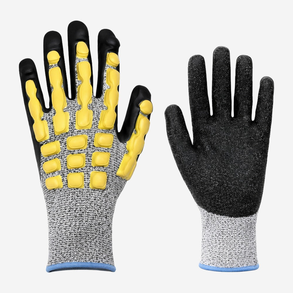 Luva de Proteção Anti-impacto Anticorte Tricotada em Fio Sintético Cinza Palma Grip em Látex Volk Impacto Cut 10.15.066.59 C.A 38654
