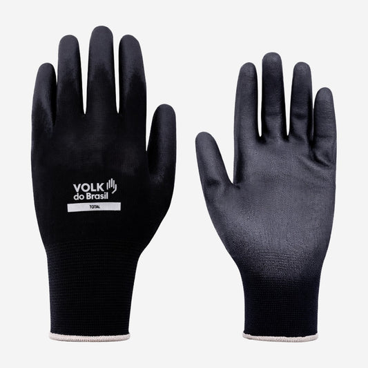 Luva de Proteção Multitato Abrasão Tricotada em Poliamida Preta Banho de PU na Palma Volk Tátil Black 10.31.180.07 C.A 30916