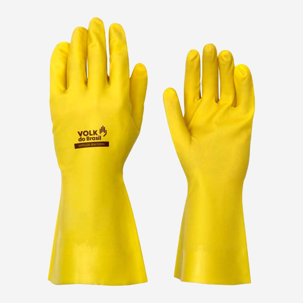 Luva de Proteção Produtos Químicos Nitrílica Amarela 33cm Palma Antiderrapante Volk 10.65.010.01 C.A 16314