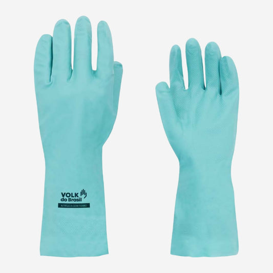 Luva de Proteção Produtos Químicos Nitrílica Azul 33cm Palma Antiderrapante Volk 10.65.010.03 C.A 16314