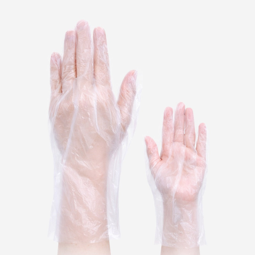 Luva Descartável de Polietileno Transparente Gofrada 28cm Pacote com 100 Unidades Volk 10.70.749.11