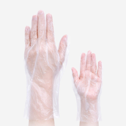 Luva Descartável de Polietileno Transparente Gofrada 28cm Pacote com 100 Unidades Volk 10.70.749.11