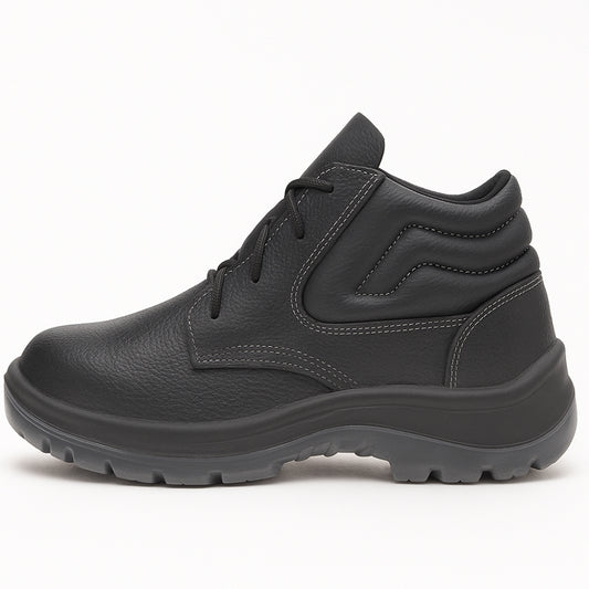 Botina de Segurança Cadarço Bico Aço Couro Preto Marluvas 10VB41 A CA 43338