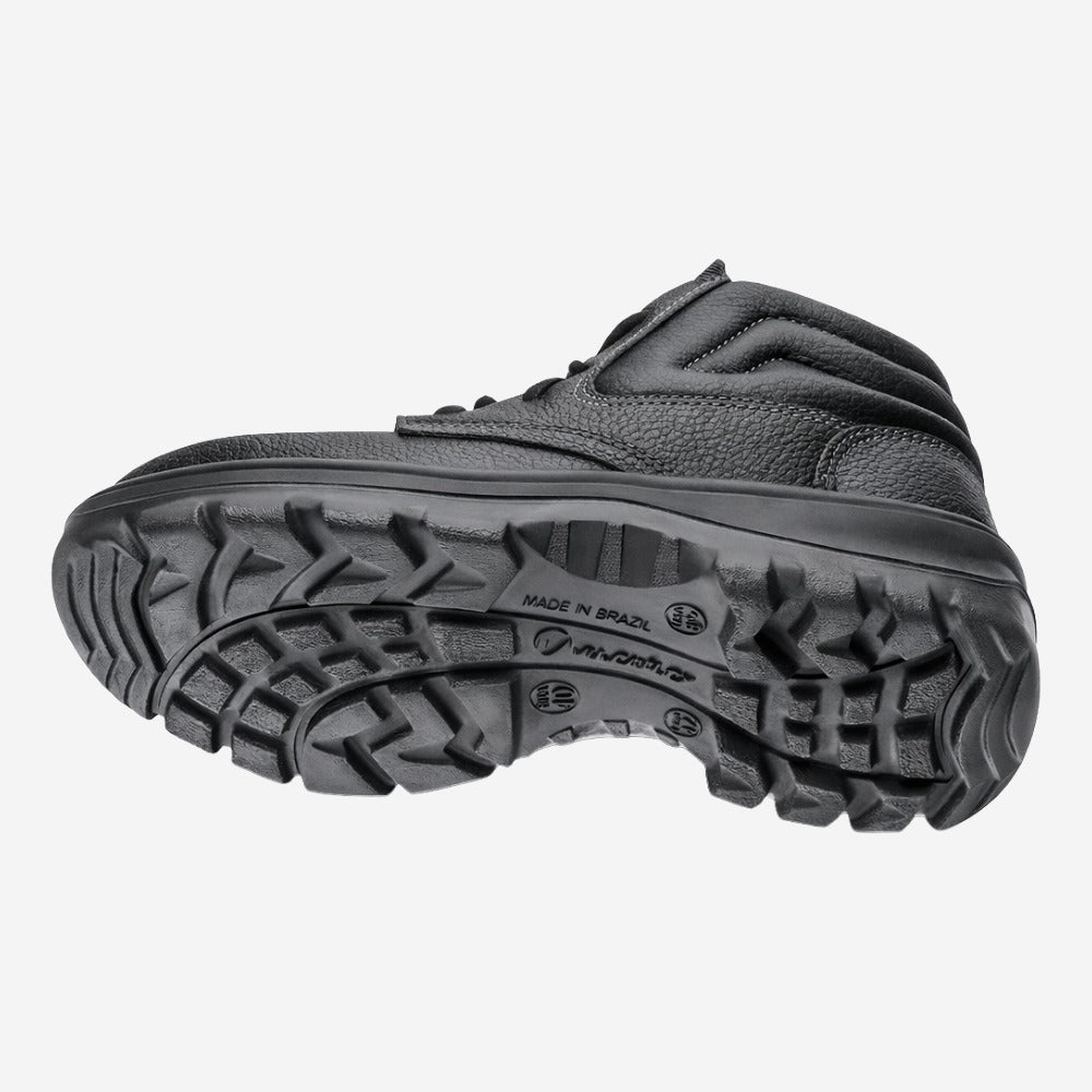 Botina de Segurança Cadarço Bico PVC Couro Preto Marluvas 10VB41 BP C.A 43335