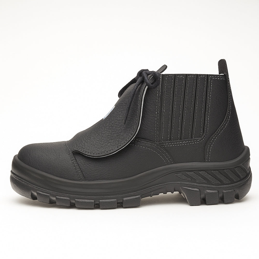 Botina de Segurança Elástico Bico Composite Metatarso Palmilha Antiperfuro Couro Preto Marluvas 30B19 MEX CPAP CA 43959