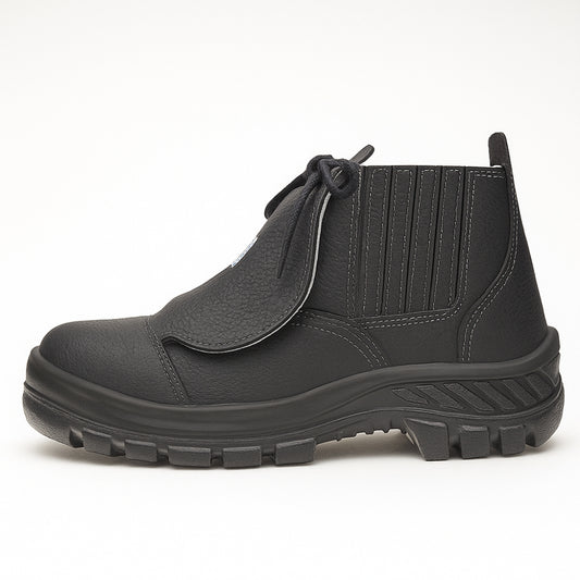 Botina de Segurança Elástico Bico Composite Metatarso Palmilha Antiperfuro Couro Preto Marluvas 30B19 MEX CPAP CA 43959