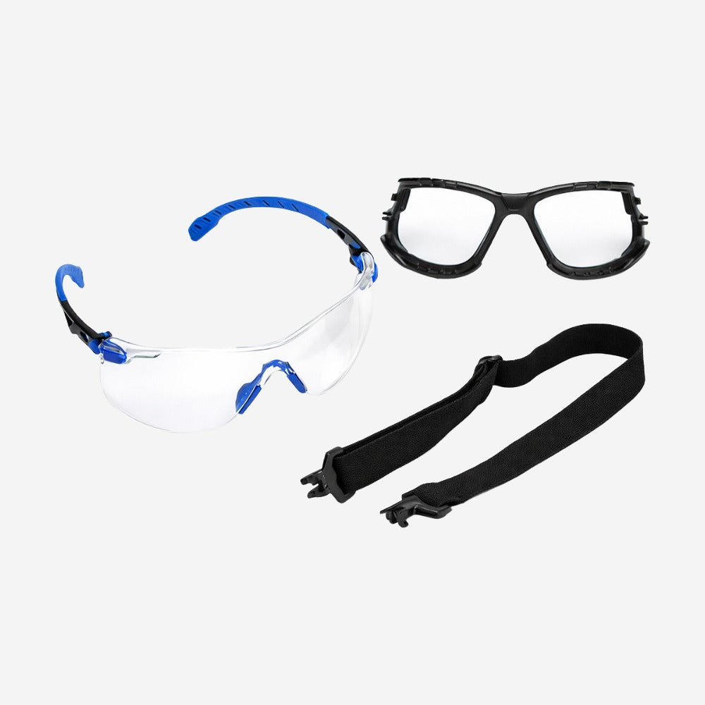 Kit Óculos de Segurança Azul Com Espuma e Elástico Antirrisco Antiembaçante 3M Solus 1000 HB004824221 C.A 39190