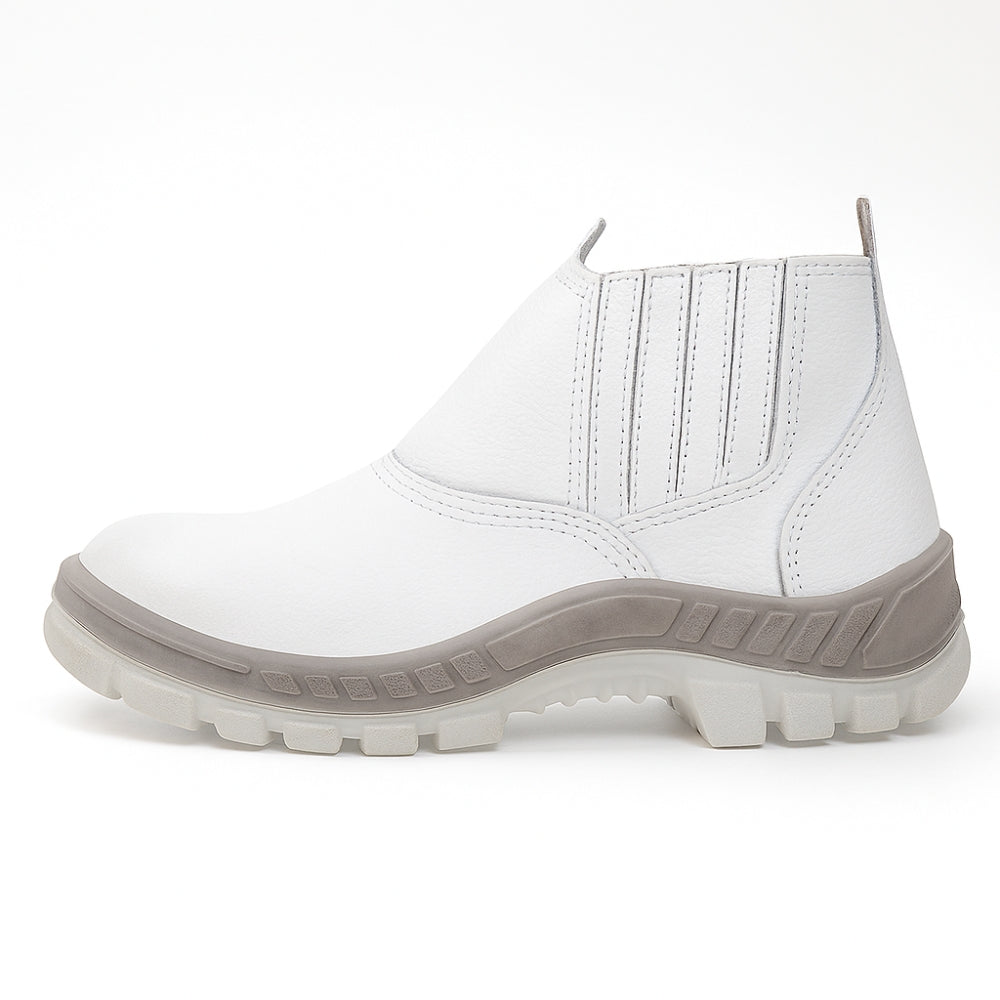 Botina de Segurança Elástico Bico Aço Couro Branco Marluvas 50B19 A CA 42672