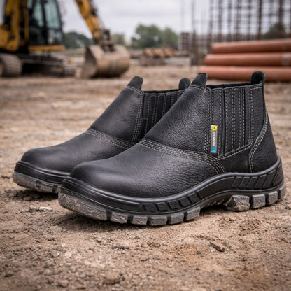 Botina de Segurança Elástico Bico PVC Couro Preto Marluvas 50B19 BP ANTIESTATICO C.A 12160