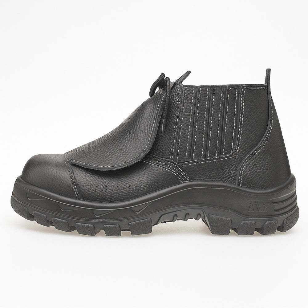 Botina de Segurança Elástico Bico Composite Metatarso Palmilha Antiperfuro Couro Preto Marluvas 50B19 MEX CPAP CA 46301