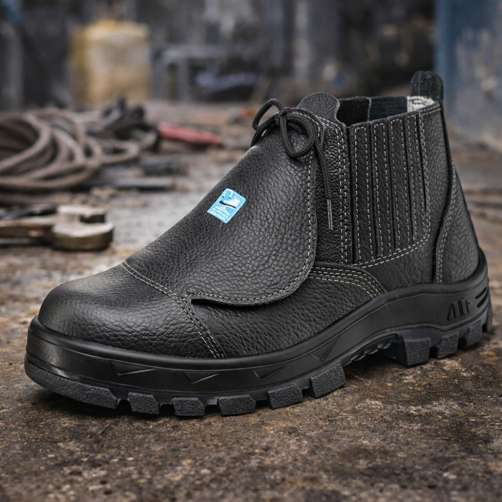 Botina de Segurança Elástico Bico Composite Metatarso Palmilha Antiperfuro Couro Preto Marluvas 50B19 MEX CPAP C.A 46301