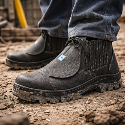 Botina de Segurança Elástico Bico Composite Metatarso Palmilha Antiperfuro Couro Preto Marluvas 50B19 MEX CPAP C.A 46301