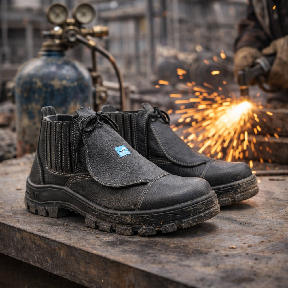 Botina de Segurança Elástico Bico Composite Metatarso Palmilha Antiperfuro Couro Preto Marluvas 50B19 MEX CPAP C.A 46301