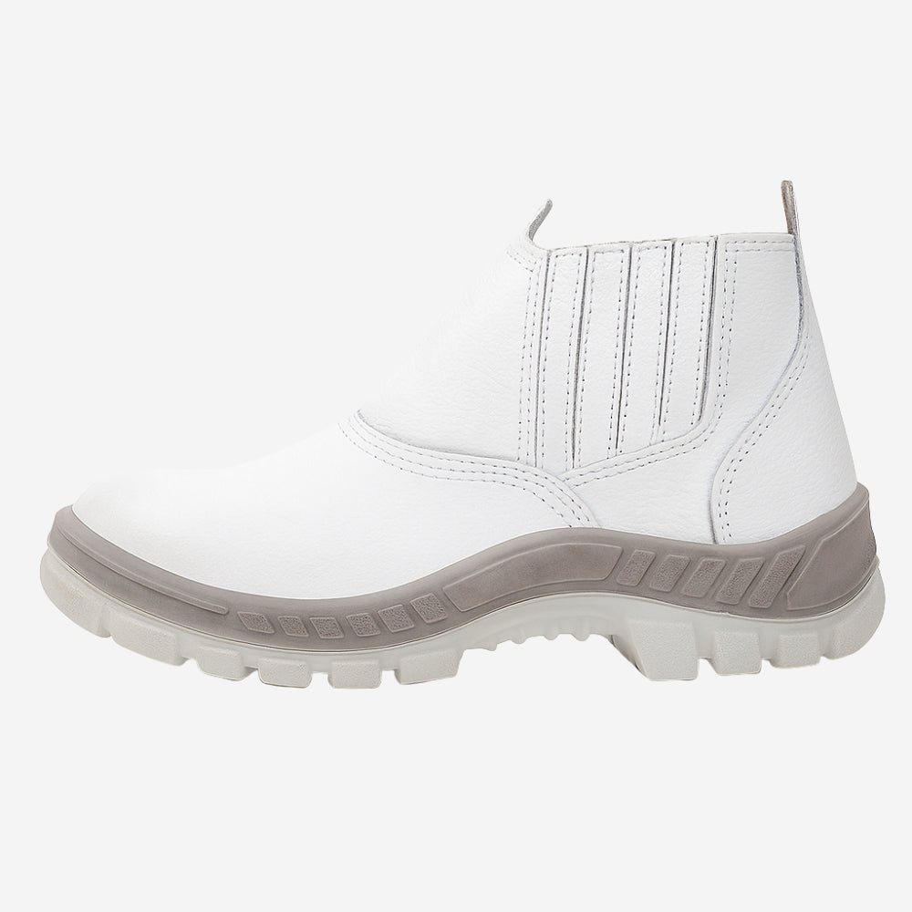 Botina de Segurança Elástico Bico Aço Couro Branco Marluvas 50B19 A CA 42672