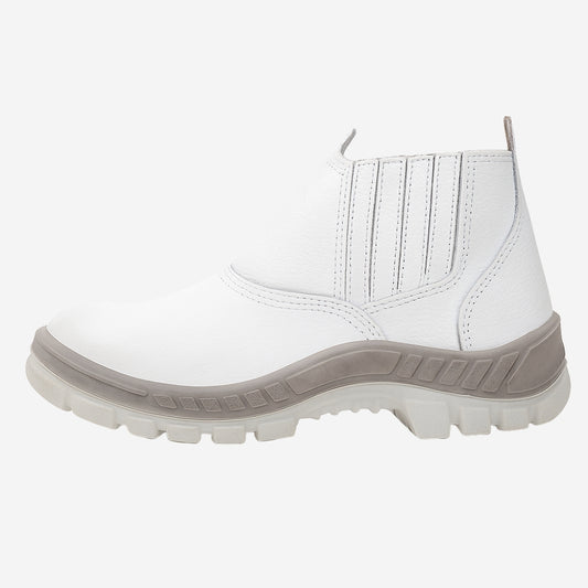 Botina de Segurança Elástico Bico Aço Couro Branco Marluvas 50B19 A CA 42672