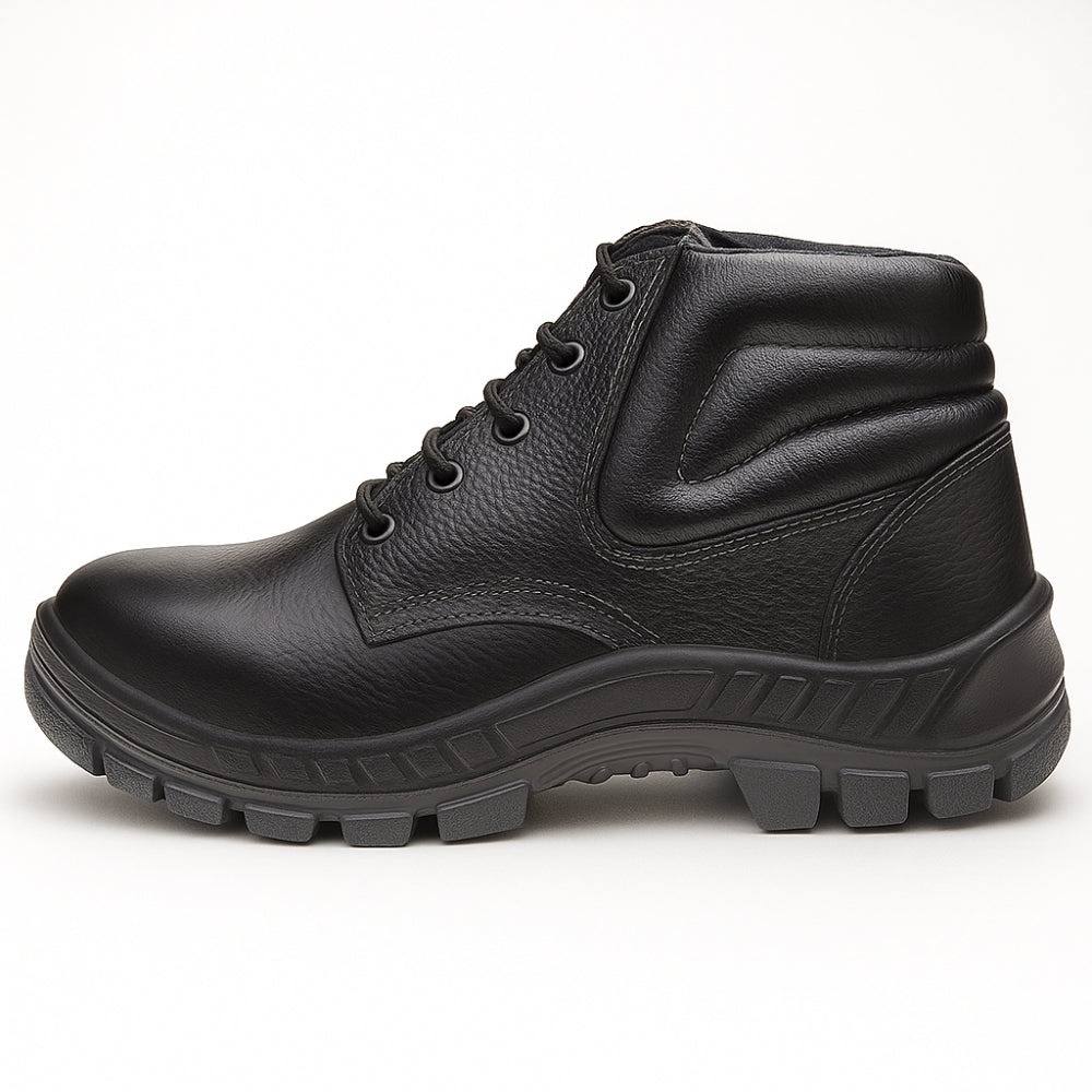 Botina de Segurança Cadarço Bico Aço Couro Preto Marluvas 50B22 A CA 42734