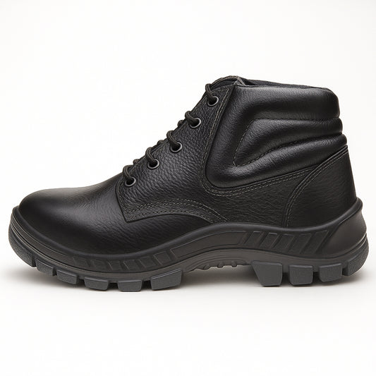 Botina de Segurança Cadarço Bico Aço Couro Preto Marluvas 50B22 A CA 42734