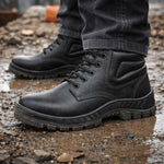 Botina de Segurança Cadarço Bico PVC Couro Preto Marluvas 50B22 BP C.A 46492