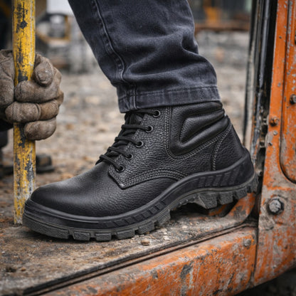 Botina de Segurança Cadarço Bico PVC Couro Preto Marluvas 50B22 BP C.A 46492