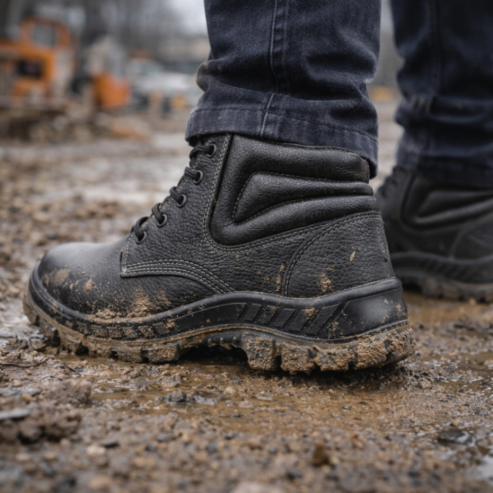 Botina de Segurança Cadarço Bico PVC Couro Preto Marluvas 50B22 BP C.A 46492