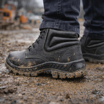 Botina de Segurança Cadarço Bico PVC Couro Preto Marluvas 50B22 BP C.A 46492