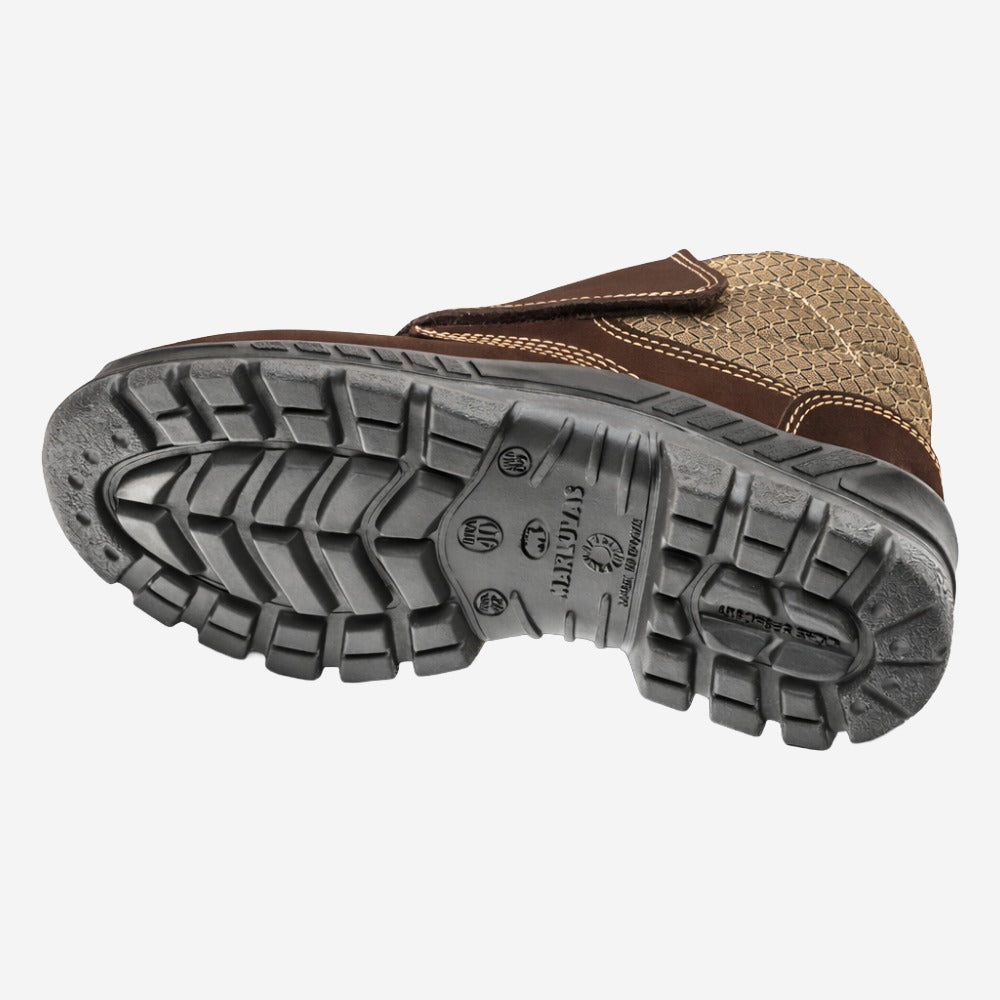 Botina de Segurança Velcro Bico PVC Couro Nobuck Marrom Café Marluvas 50B26 CB VEL BP C.A 43273