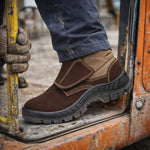 Botina de Segurança Velcro Bico PVC Couro Nobuck Marrom Café Marluvas 50B26 CB VEL BP C.A 43273