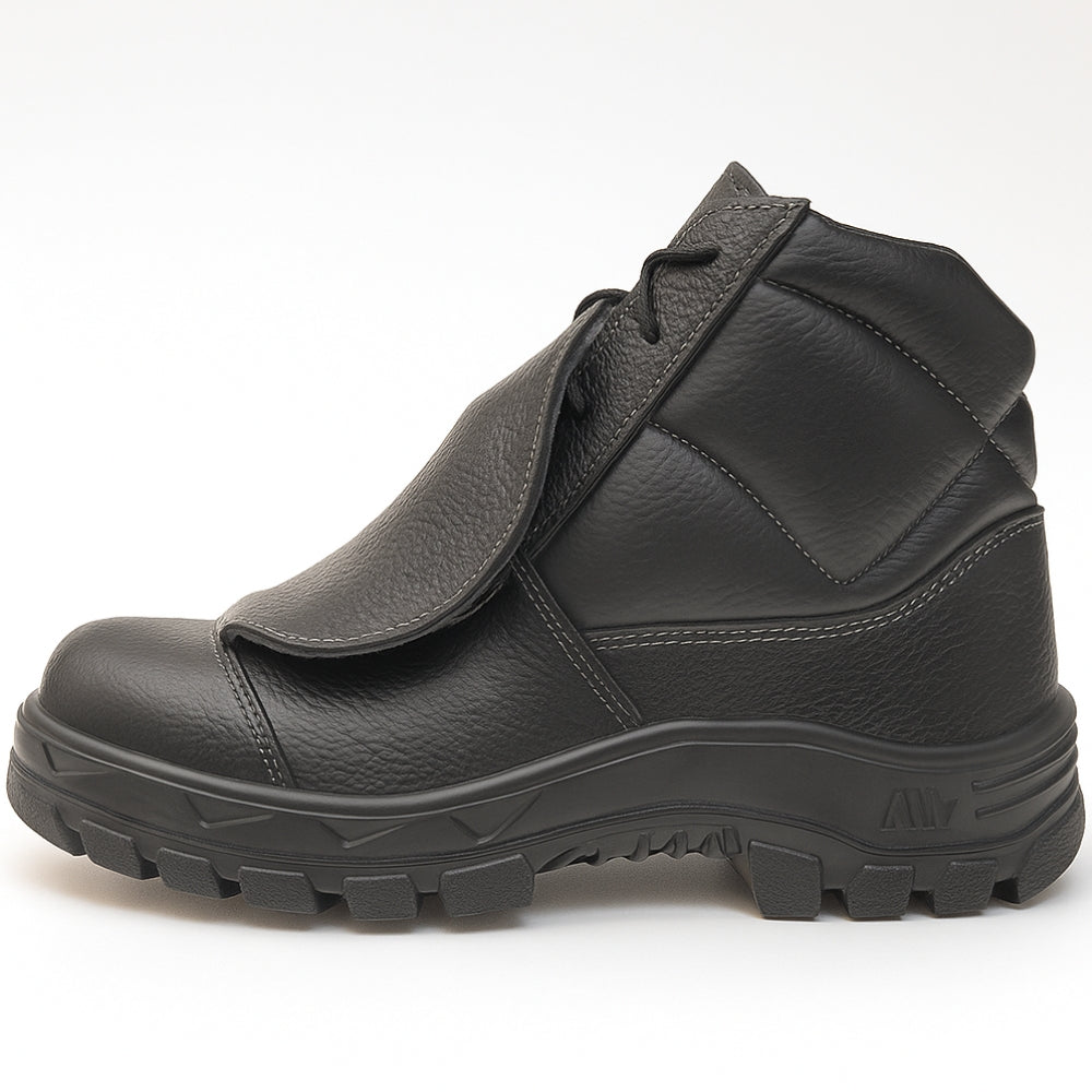 Botina de Segurança Cadarço Com Metatarso Bico Composite Palmilha Antiperfuro Couro Preta Marluvas 50B29 MEX CPAP SRV