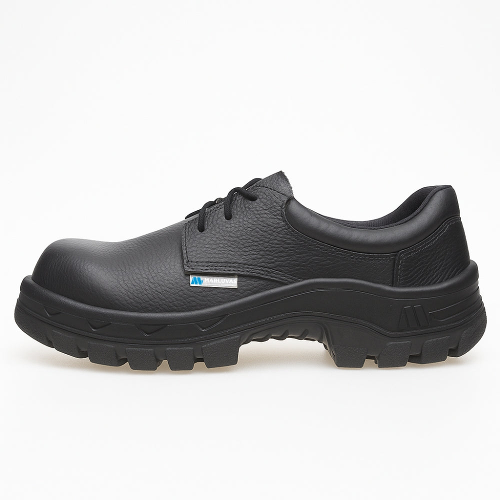 Sapato de Segurança Cadarço Bico Composite Couro Preto Marluvas 50S29 C CA 45916
