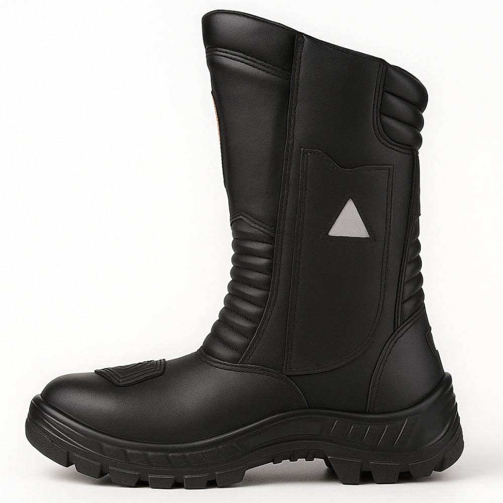 Coturno Bombeiro Zíper Bico PVC Couro Hidrofugado Preto Com Porta Faca Marluvas 60C32 BOMB MT BP CA 40452