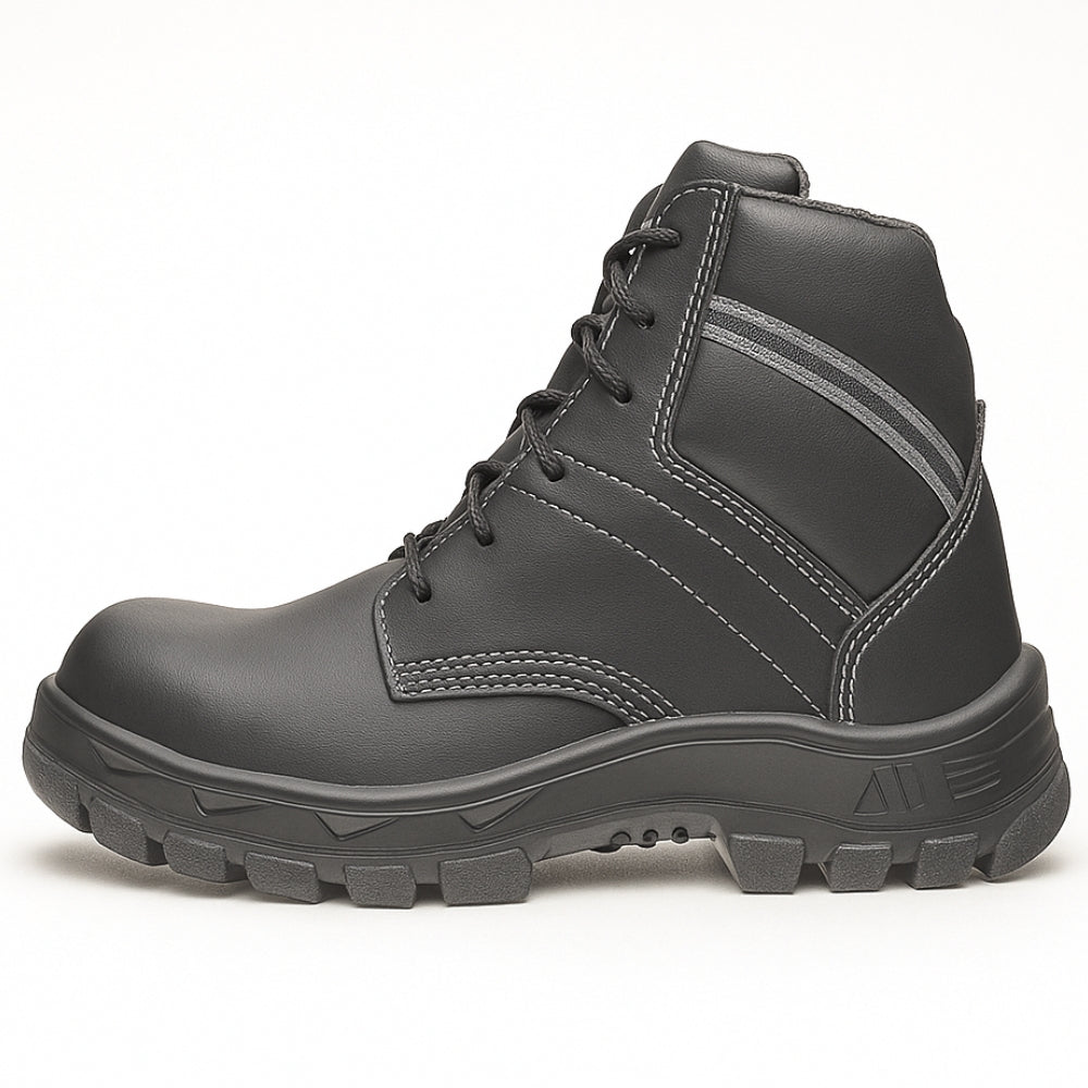 Botina de Segurança Cadarço Bico Composite Palmilha Antiperfuro Microfibra Preta Marluvas 70B29 CPAP CA 34550