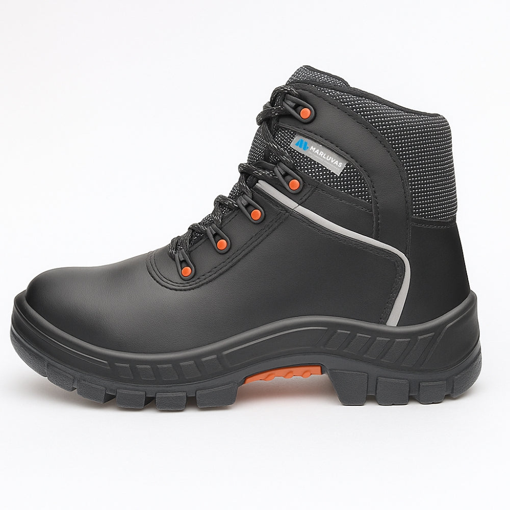 Botina de Segurança Eletricista Cadarço Bico PVC Microfibra Preta Marluvas Premier 75BPR29 CLI MP E BP CA 42.896