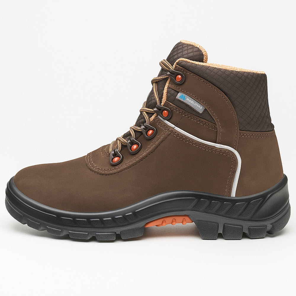 Botina de Segurança Cadarço Bico PVC Couro Nobuck Marluvas Premier 75BPR29 MSMC BP CA 41370