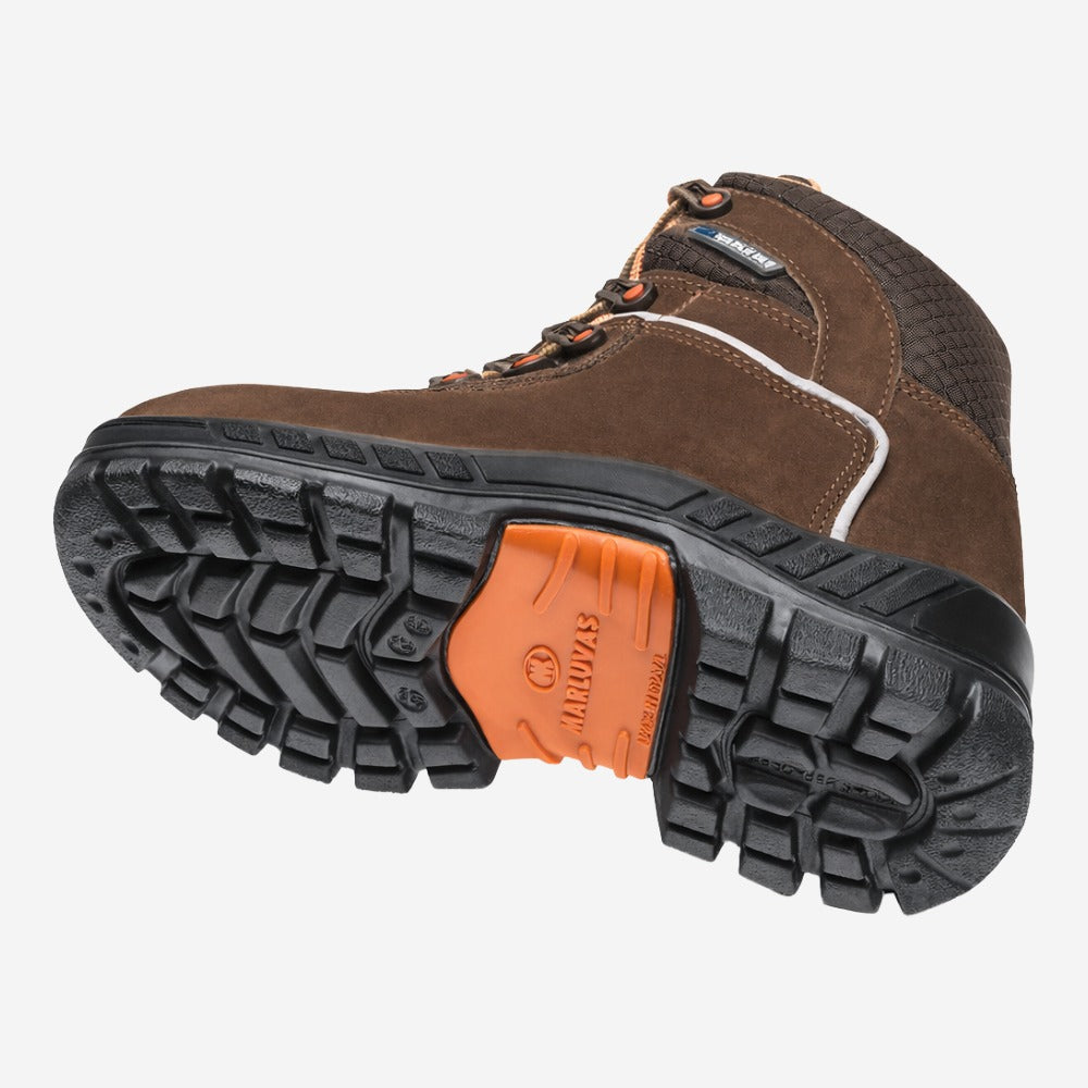 Botina de Segurança Cadarço Bico PVC Couro Nobuck Marrom Claro Marluvas Premier 75BPR29 MSMC BP C.A 41370