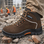 Botina de Segurança Cadarço Bico PVC Couro Nobuck Marrom Claro Marluvas Premier 75BPR29 MSMC BP C.A 41370