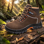 Botina de Segurança Cadarço Bico PVC Couro Nobuck Marrom Claro Marluvas Premier 75BPR29 MSMC BP C.A 41370