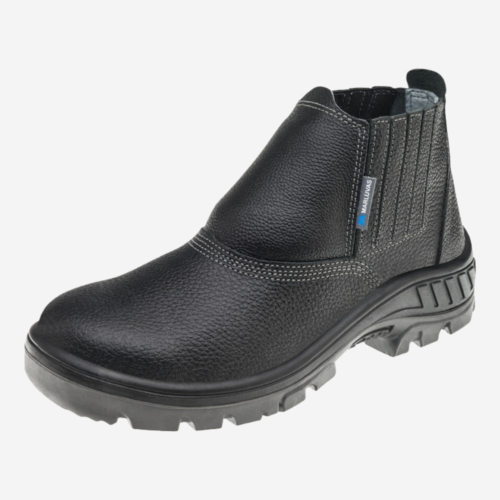 Botina de Segurança Elástico Bico PVC Couro Preto Marluvas 95B19 BP C.A 41419