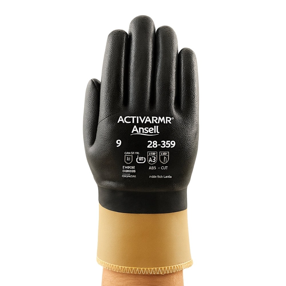 Luva de Proteção Anticorte Óleo Kevlar Banho Nitrílico Preta Ansell ActivArmr 28-359 CA 42723