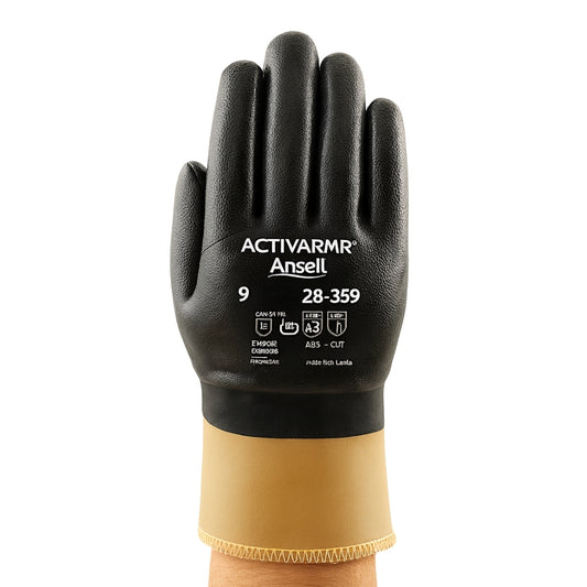 Luva de Proteção Anticorte Óleo Kevlar Banho Nitrílico Preta Ansell ActivArmr 28-359 CA 42723