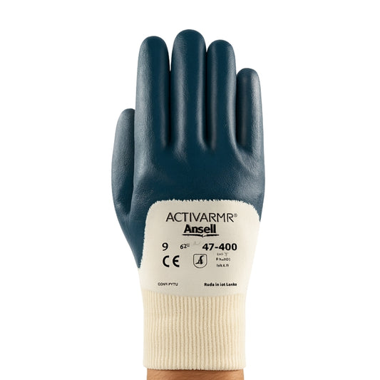 Luva de Proteção Abrasão Óleo Banho 3/4 Nitrílico Azul Ansell ActivArmr 47-400 CA 27974